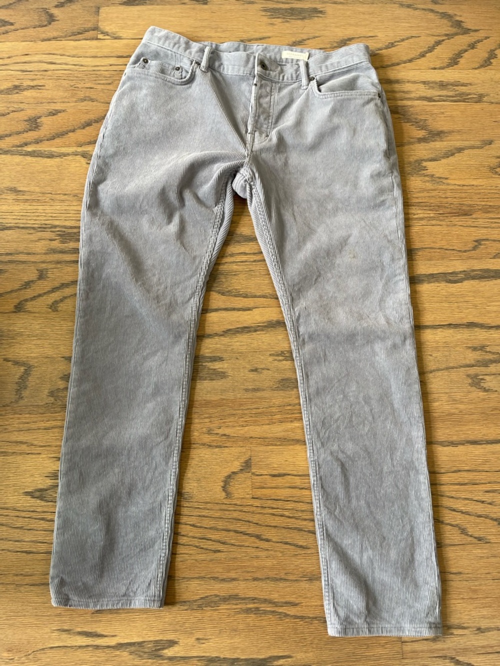 AllSaints Rex Corduroy Pants Mens 32x30 Gray Slim Fit Designer